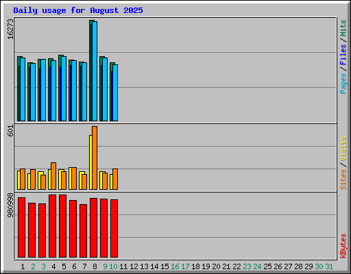 Daily usage for August 2025