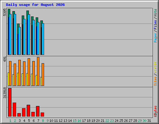 Daily usage for August 2026